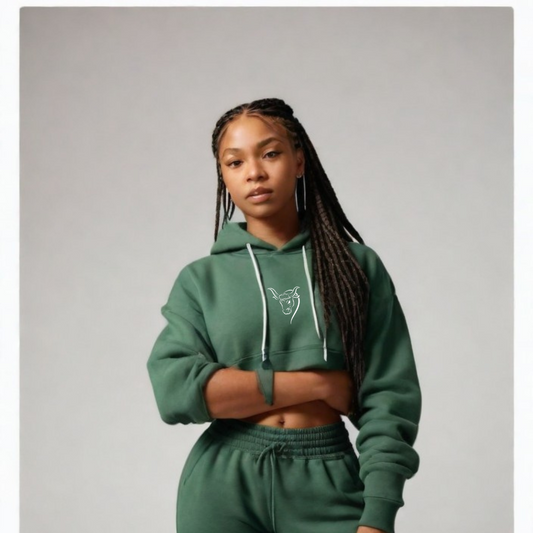 Jungle Green Crop Hoodie set